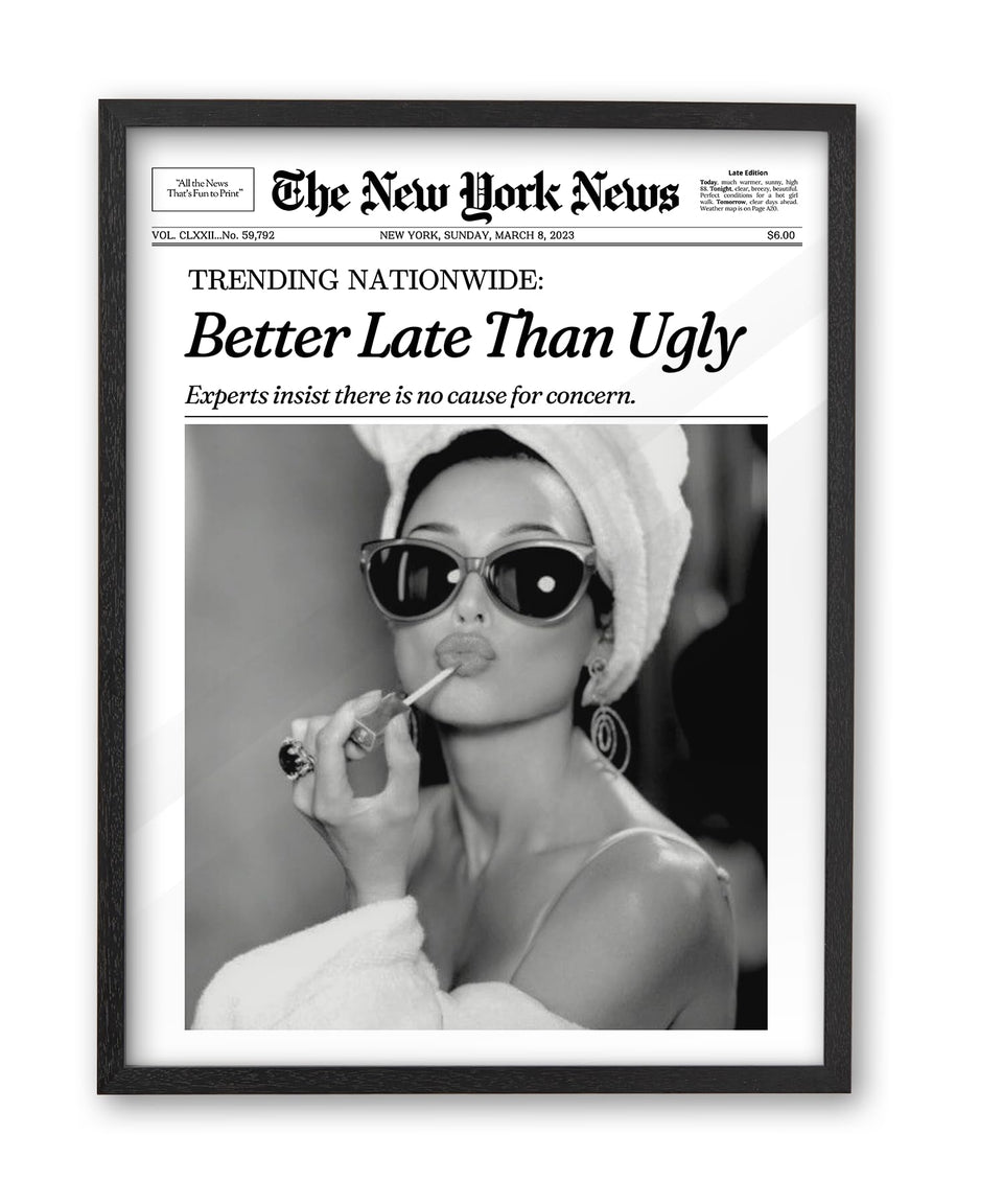 iHery oak wood frame with Audrey Hepburn wall art adds timeless charm to any room