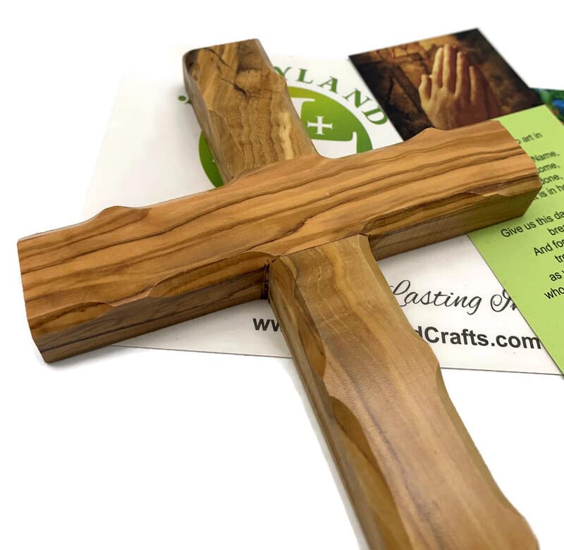 iHoly Land Crafts medium olive wood cross 6.2 by 4.2 inches