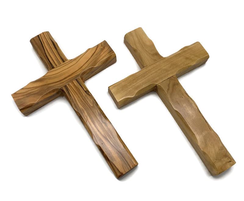 iHoly Land Crafts olive wood cross Bethlehem 8x5 hangs on wall for devotion