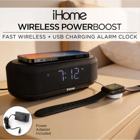 iHome iBTW112 dimmable display on bedside clock reduces glare