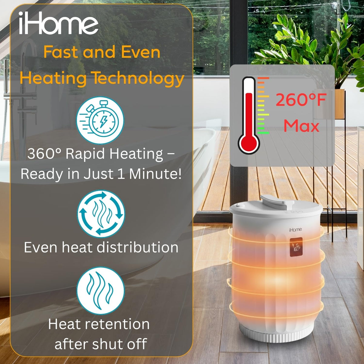 iHome Luxury 20L towel warmer aroma pod demonstrates built-in fragrance