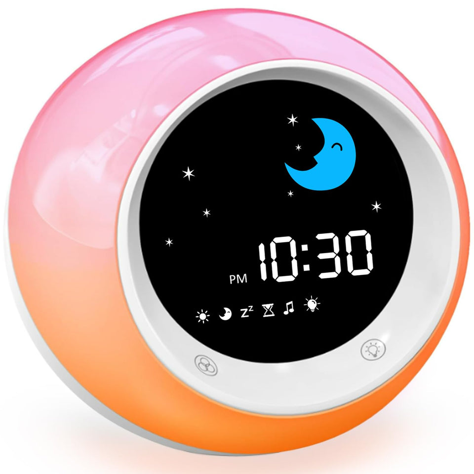 iHoo Toddlers Sleep Training Clock with sun-moon indicator for gentle wake times