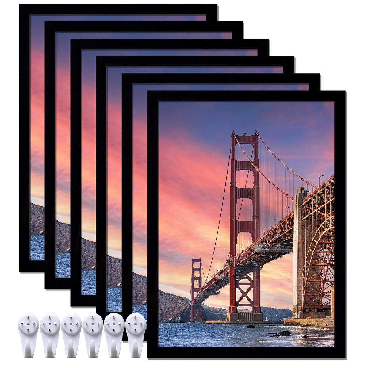 ijuerybai 6-pack black 8x11 frames ideal for wall photo collages.