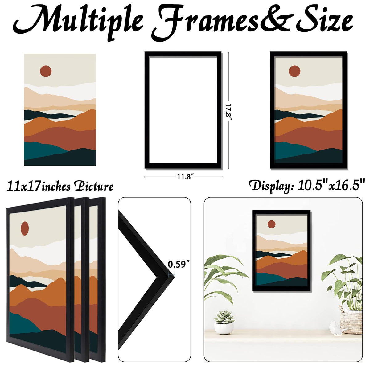 ijuerybai black 11x17 frame set on table shows versatile tabletop display
