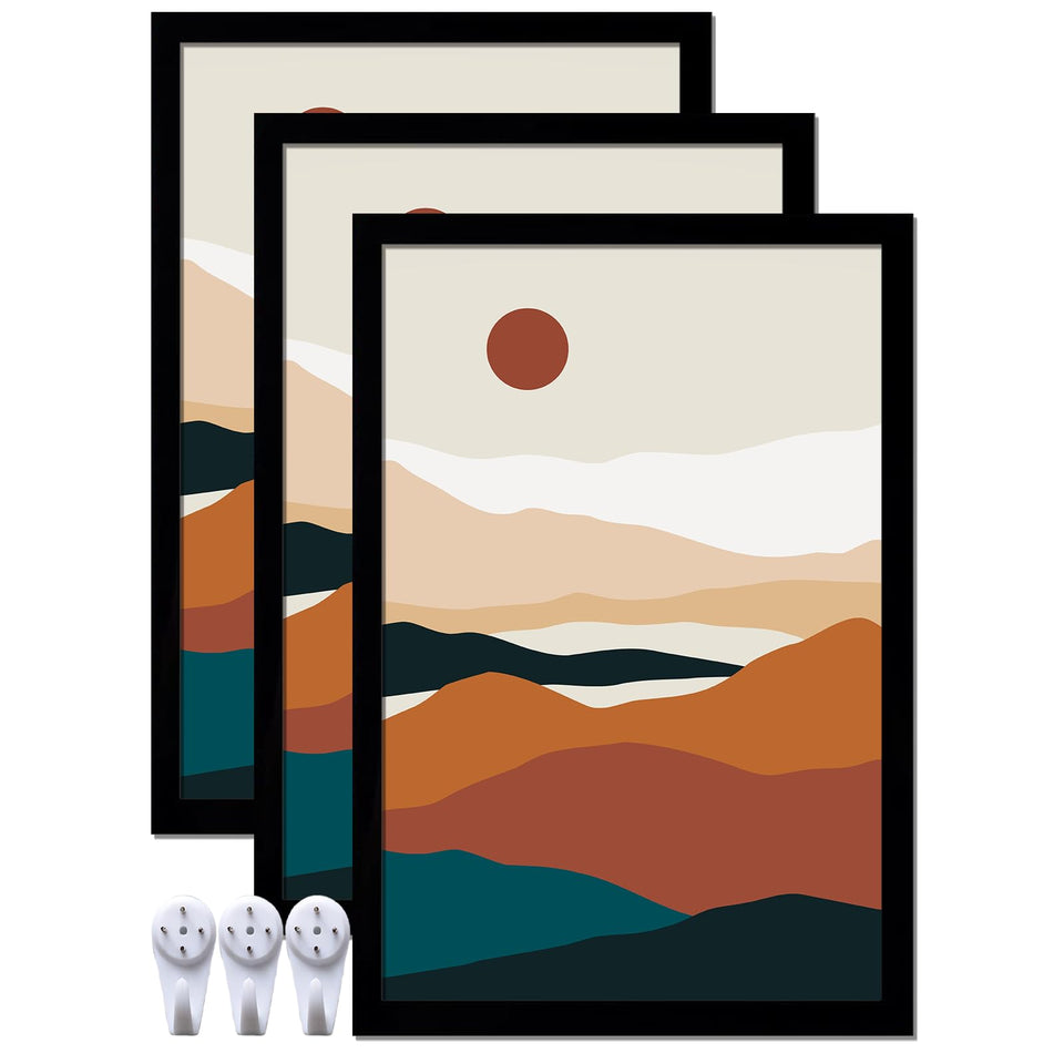 ijuerybai Black 16x24 picture frame set front view for wall or tabletop display.