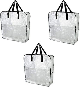 IKEA DIMPA 3pcs extra-large storage bag front view shows contents clearly for easy packing.