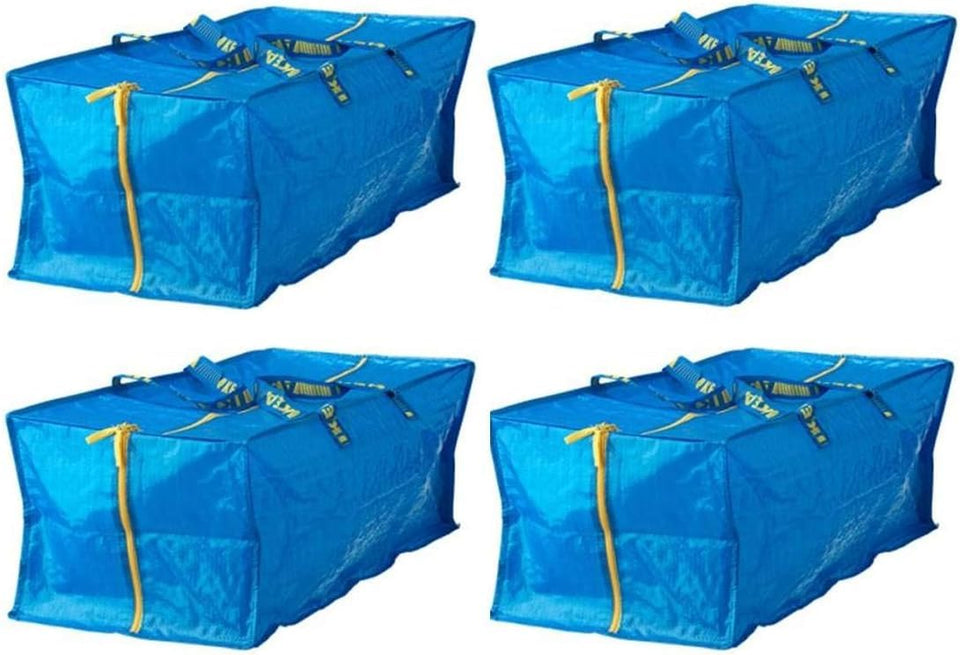 IKEA Frakta blue bag 4-pack front view, versatile storage solution for shopping.