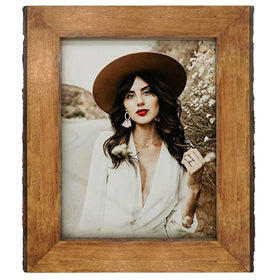 IKEREE natural brown solid wood frame with rustic charm.