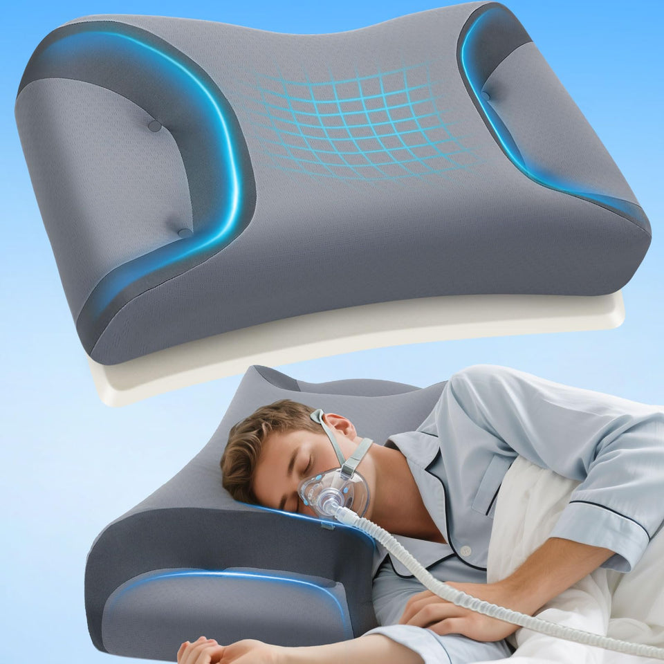 IKSTAR CPAP pillow with side cutouts easing mask pressure for side sleepers.