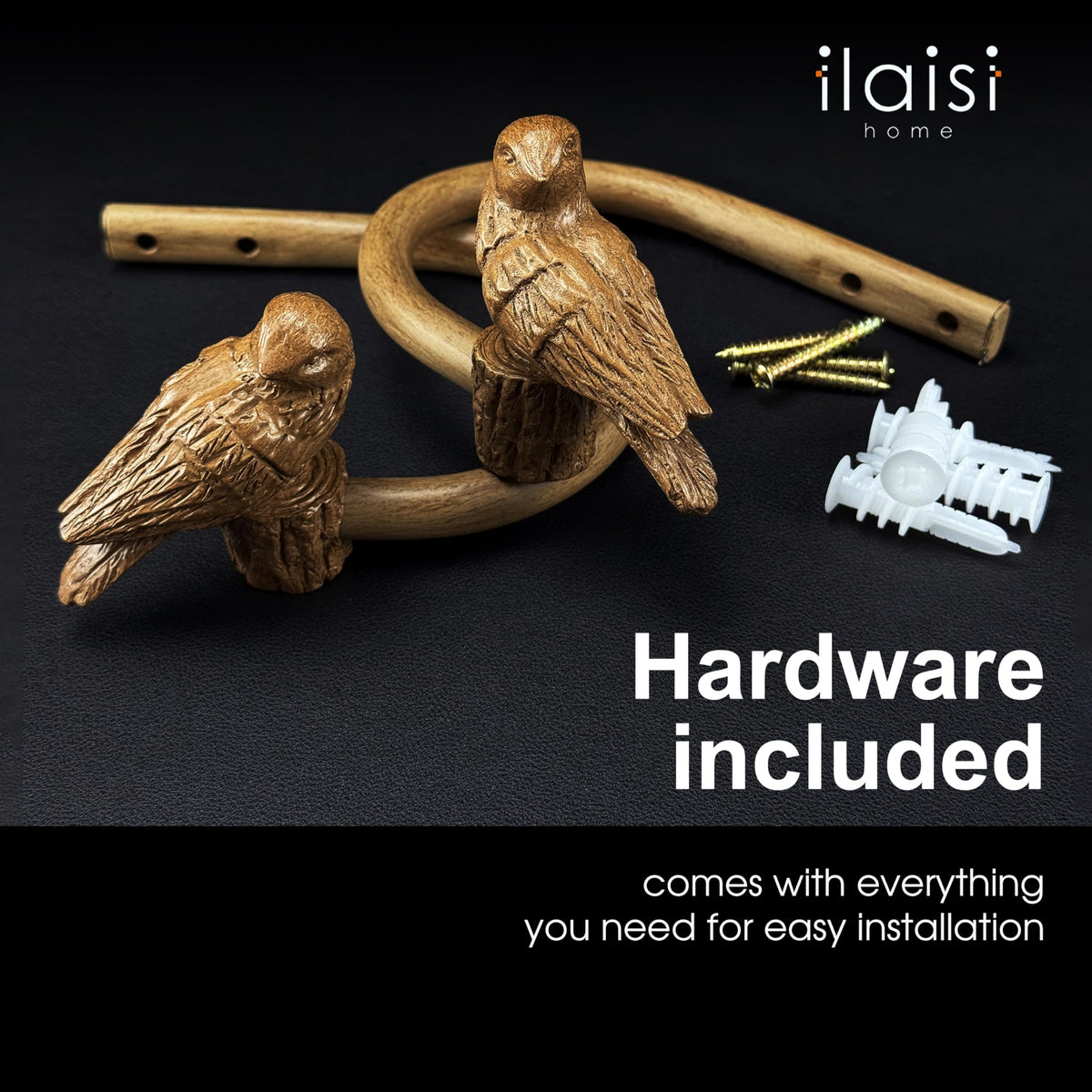 ILAISIHOME bird-design holdback closeup showing detailed sculpture.