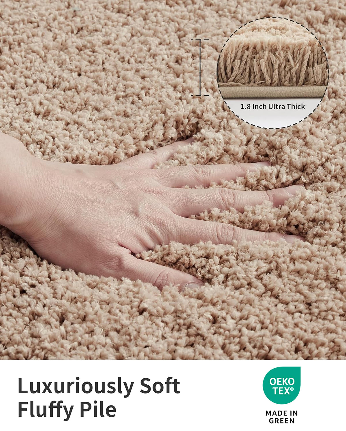 ILANGO beige bath rug absorbent-fiber quickly wicks moisture