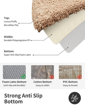 ILANGO beige bath rug machine-washable and durable for daily use