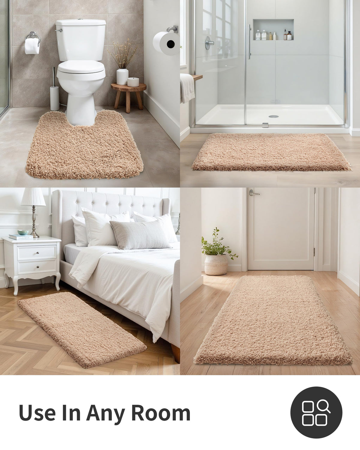 ILANGO beige bath rug multi-scenario-coverage suitable for bathrooms, bedrooms, and more