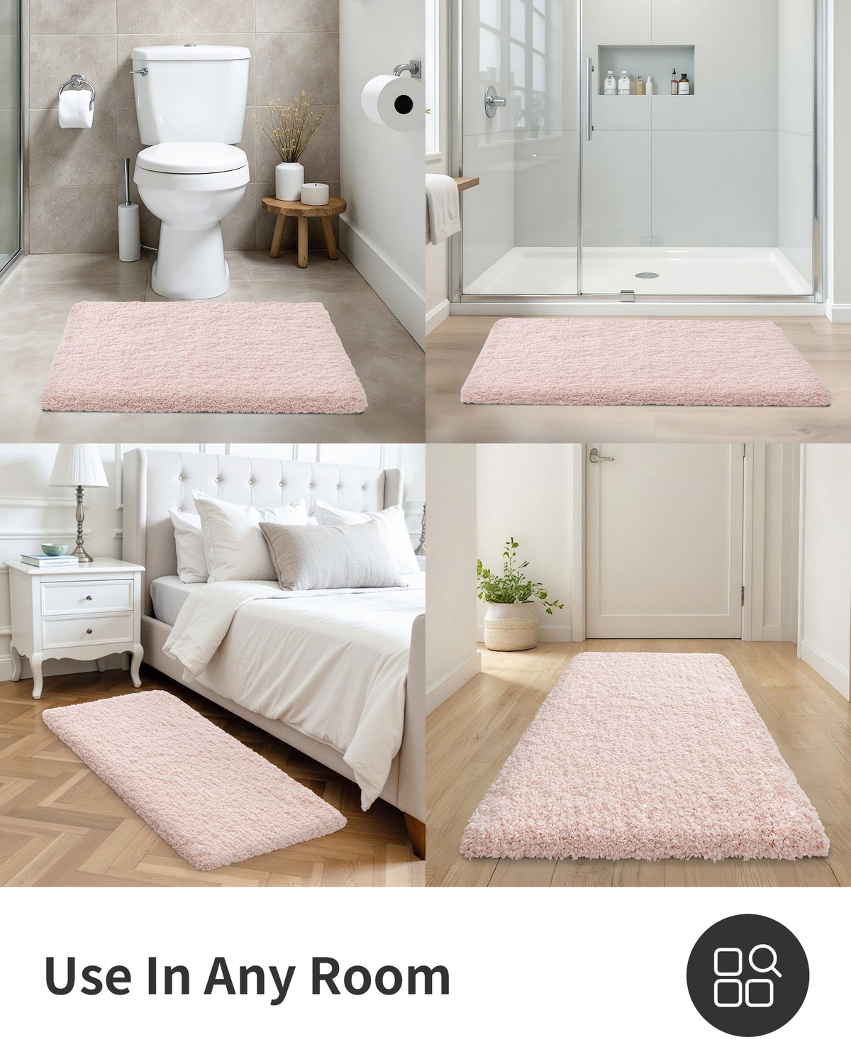 ILANGO pink bath rug 32x20 built to endure daily use