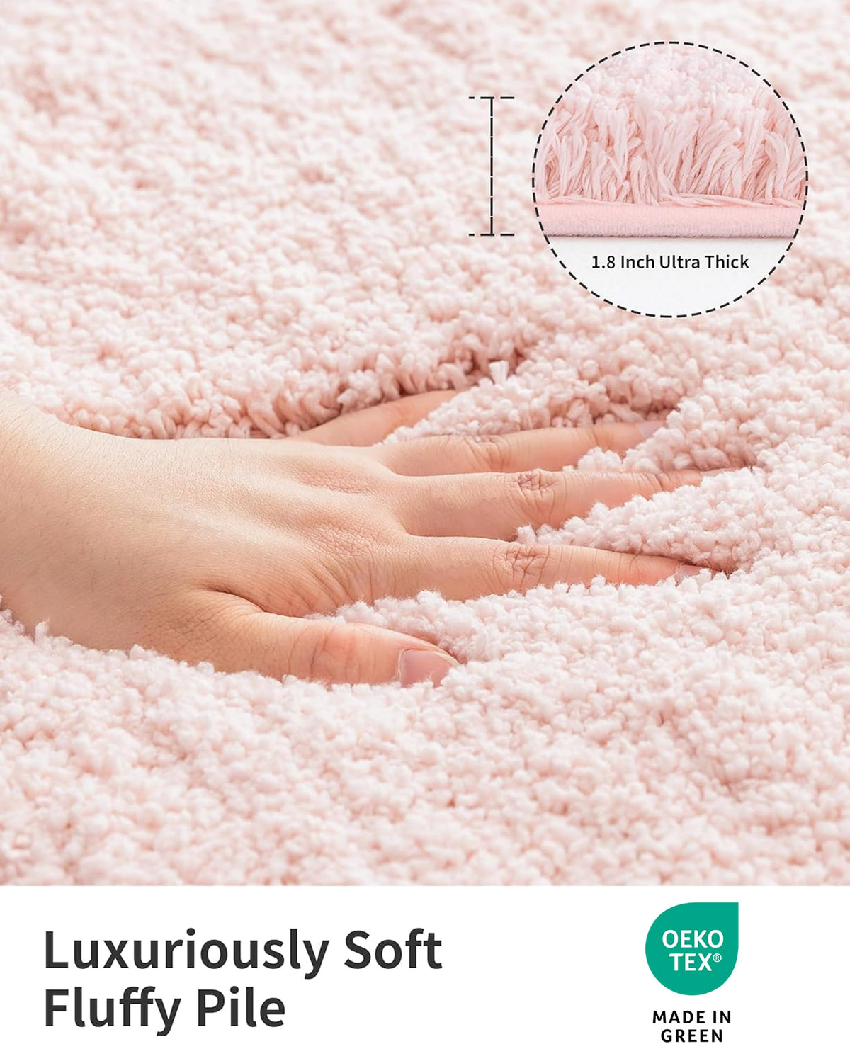 ILANGO pink bath rug 32x20 absorbs moisture quickly for a drier floor