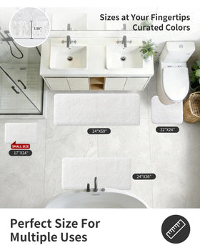 ILANGO plush bath mat with 1.8-inch pile offering luxury underfoot.