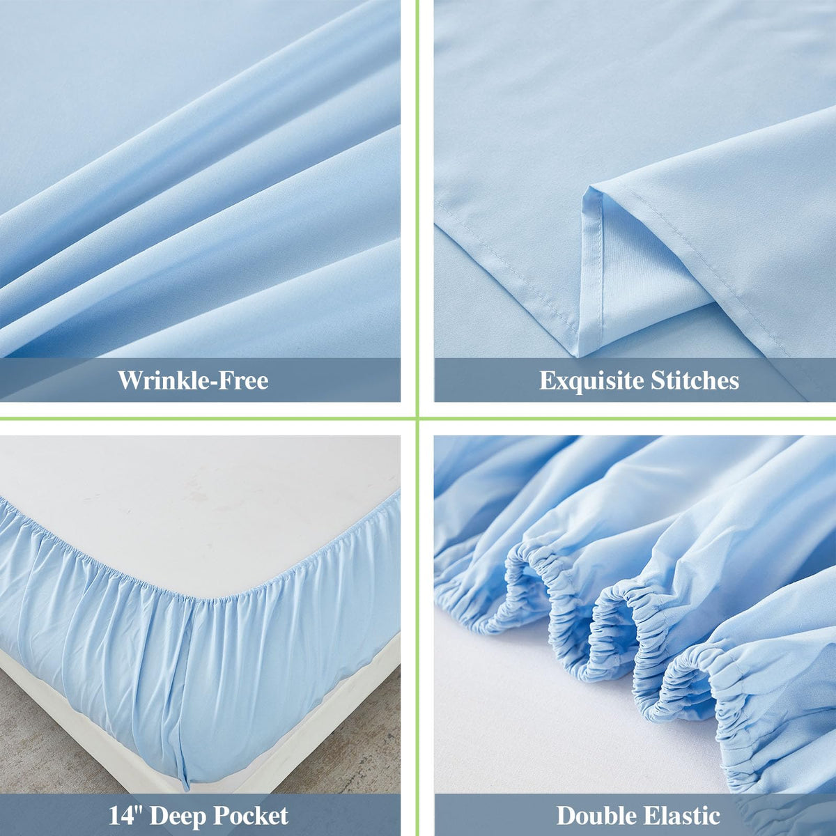 ILAVANDE 1800-series microfiber blue weave close-up shows durability and softness