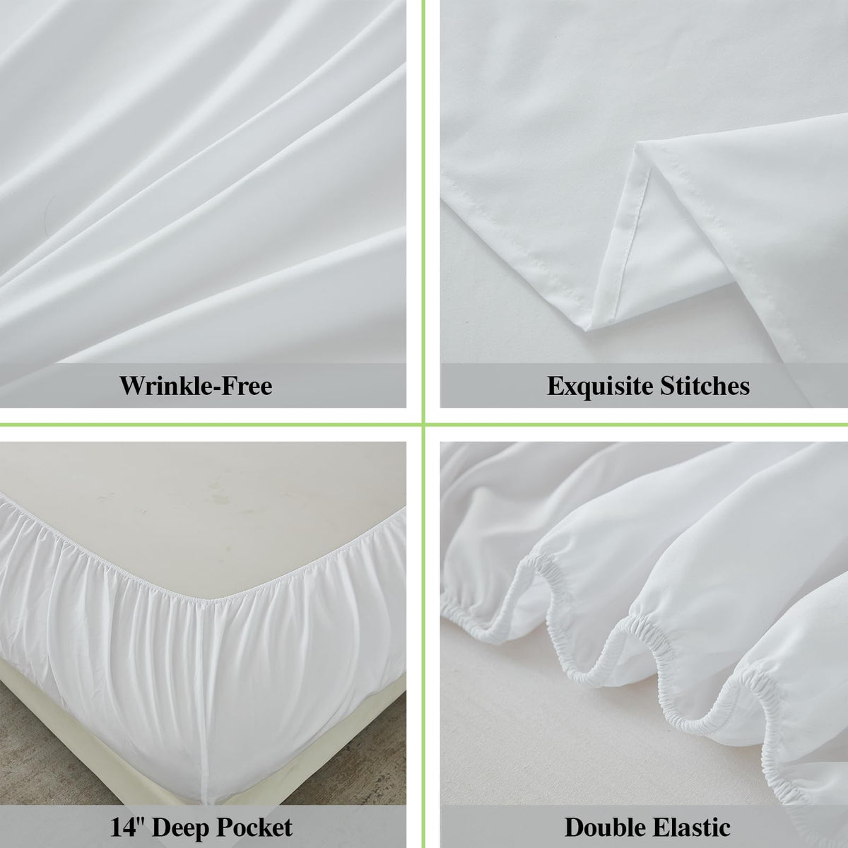 ILAVANDE deep-pocket fitted sheet secures the king mattress securely