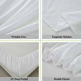 ILAVANDE deep-pocket fitted sheet secures the king mattress securely