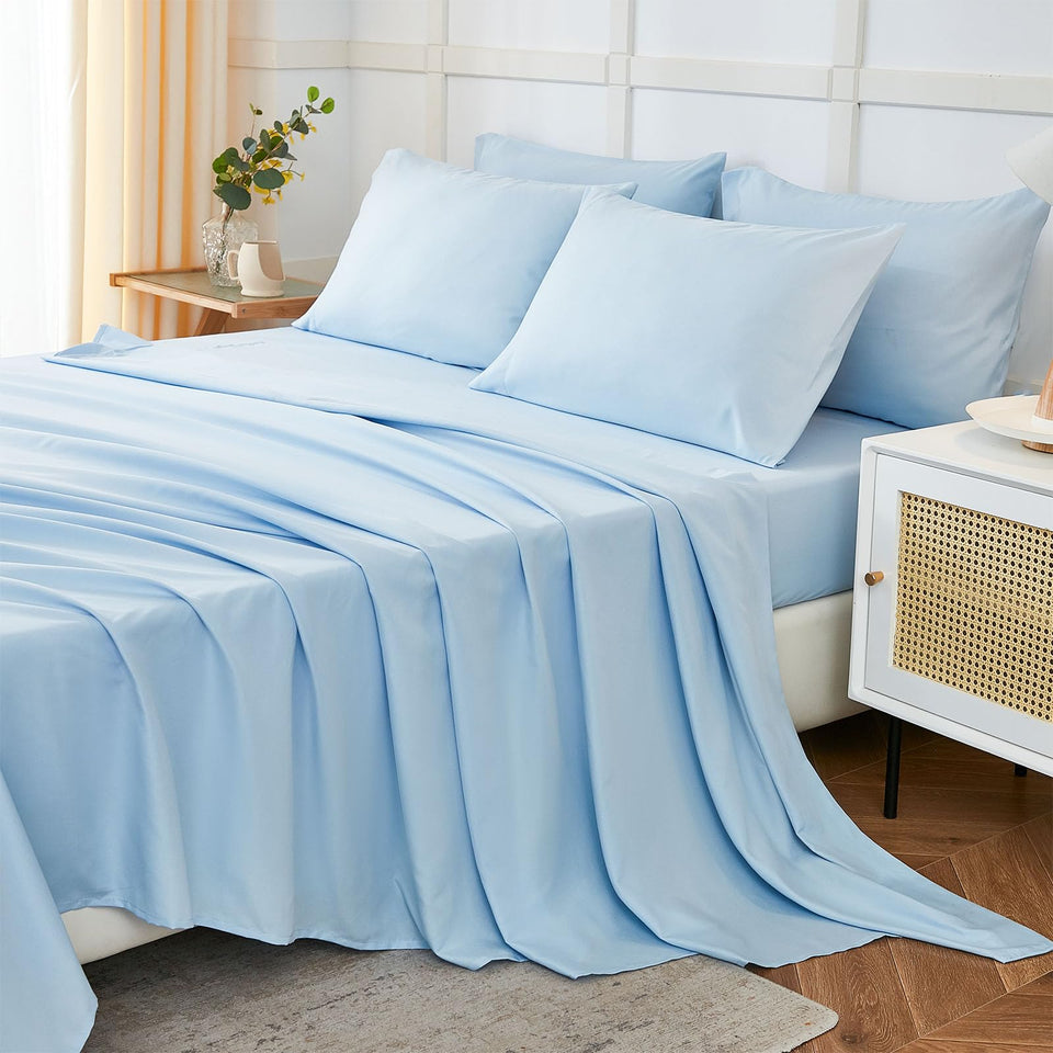 ILAVANDE king-size blue flat sheet 108x102 for ultra-soft microfiber sleep