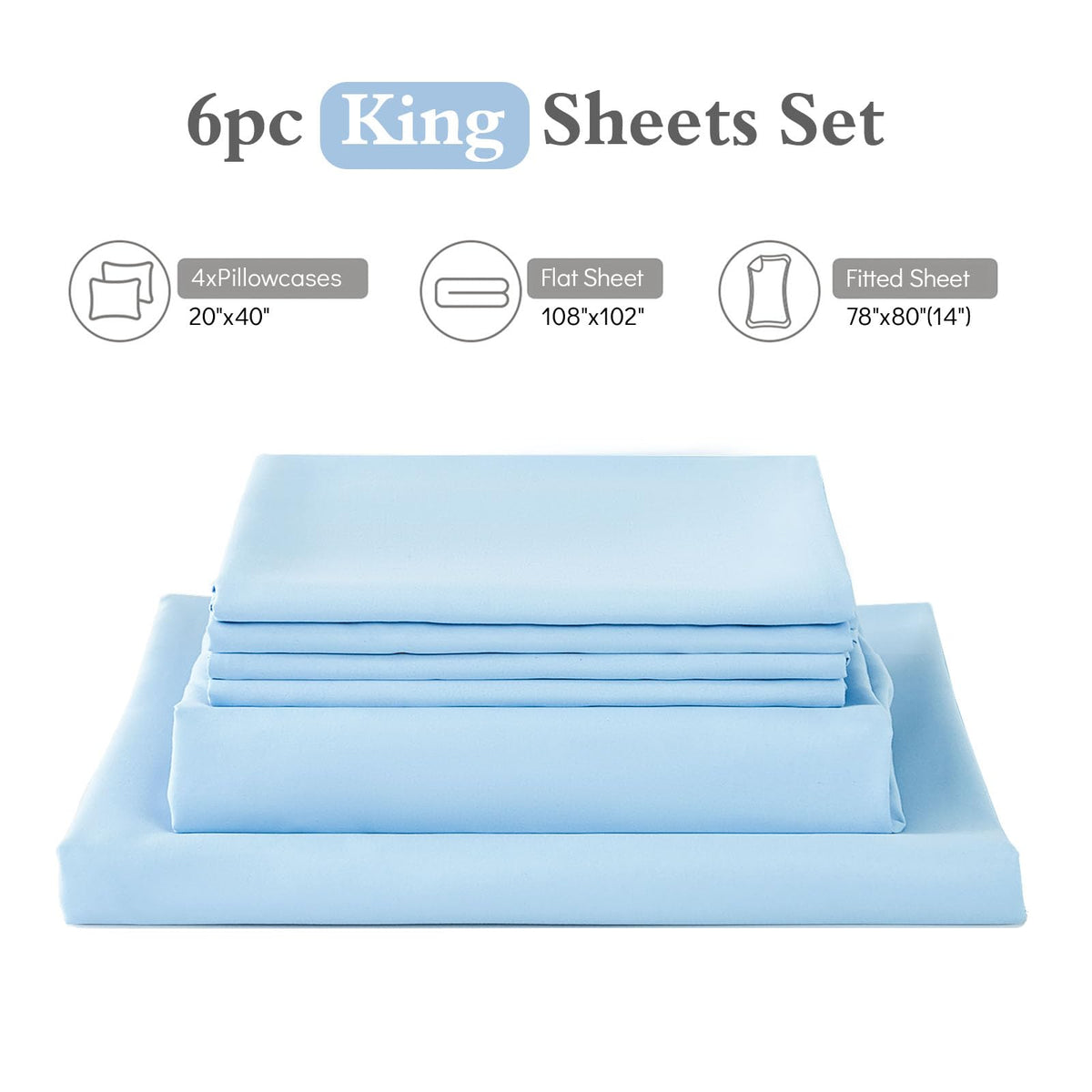 ILAVANDE blue sheets folded close-up emphasize deep pockets and color consistency