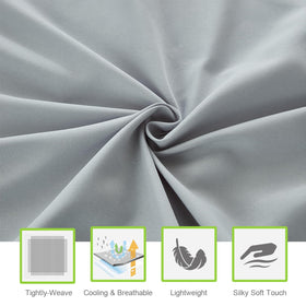 ILAVANDE king size sheet set close-up weave in grey highlights durable, tightly woven microfiber