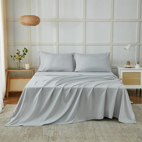 ILAVANDE king size sheet set folded neatly in grey, showcasing premium craftsmanship and easy care