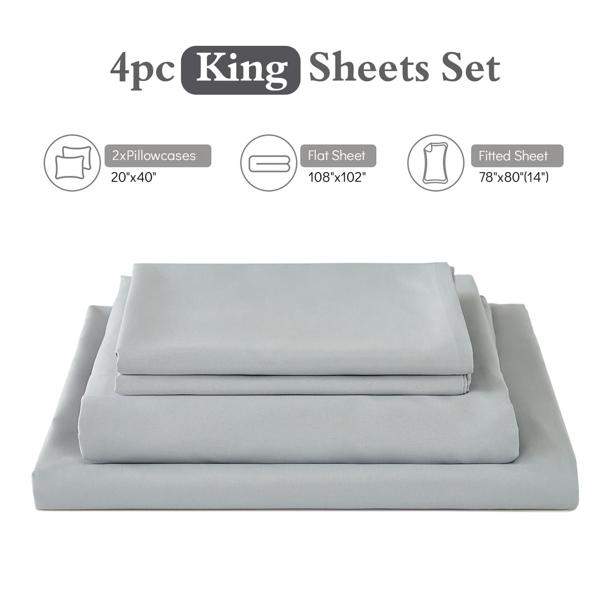 ILAVANDE king size wrinkle-free sheets ready for quick bed makeovers