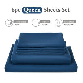 ILAVANDE Navy Blue Queen Deep Pocket 14inch keeps sheets snug through nightly movement.