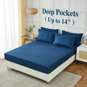 ILAVANDE Navy Blue Queen Pillowcase 1 offers soft, breathable comfort for restful nights.