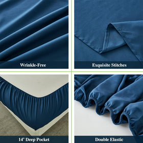ILAVANDE Navy Blue Queen Pillowcase 3 supports gentle warmth and skin-friendly sleep.