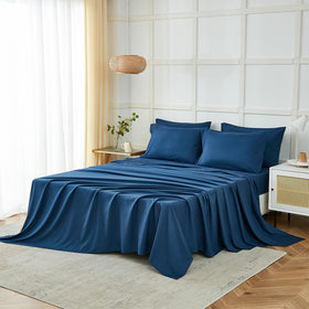 ILAVANDE Navy Blue Queen Pillowcase 4 complements cozy bedding and quick drying.