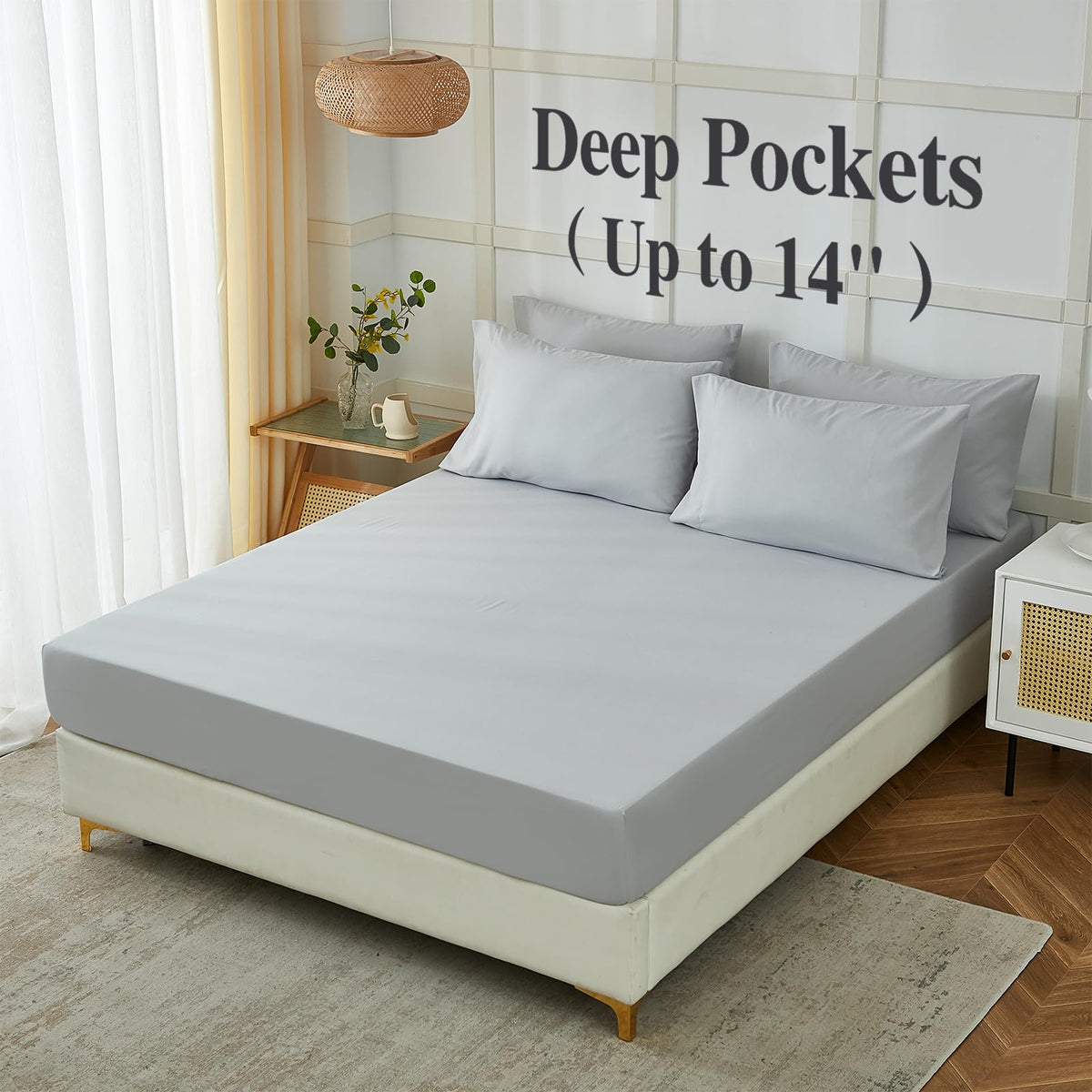 ILAVANDE queen flat sheet 90x102 for easy bed layering.