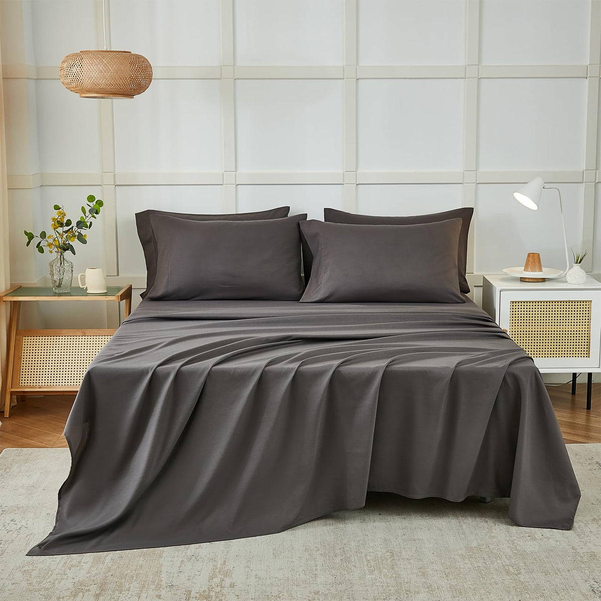 ILAVANDE queen fitted sheet 60x80 with 14-inch pocket for secure fit.