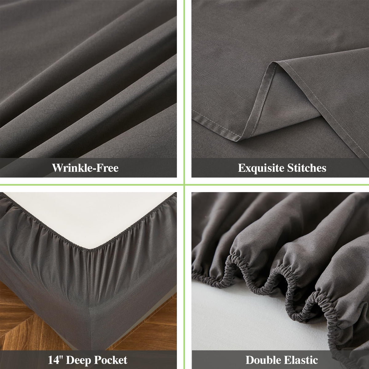 ILAVANDE deep-pocket 14 inches ensures snug mattress fit.