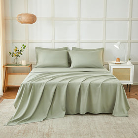 ILAVANDE Sage King fitted sheet with deep 14 inch pockets secures the mattress