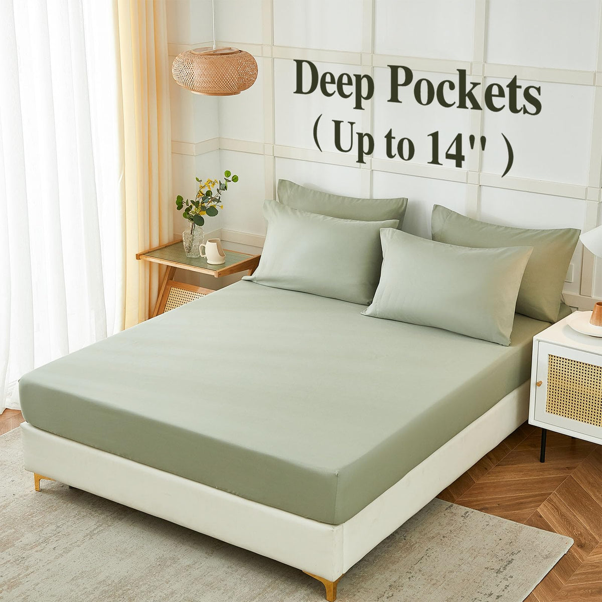 ILAVANDE Sage King pillowcases offer wrinkle-resistant softness and comfort overnight