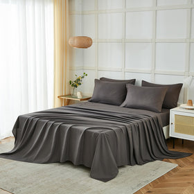 ILAVANDE silky soft grey microfiber sheet surface with breathable sheen