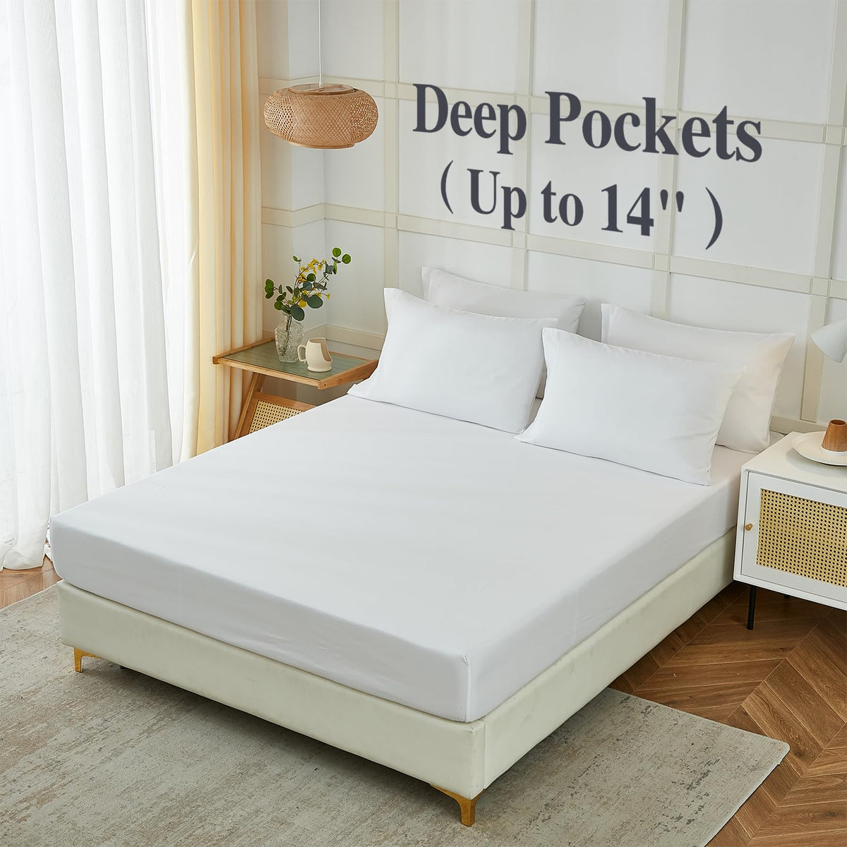 ILAVANDE white king pillowcases four-pack to complete a coordinated bed look