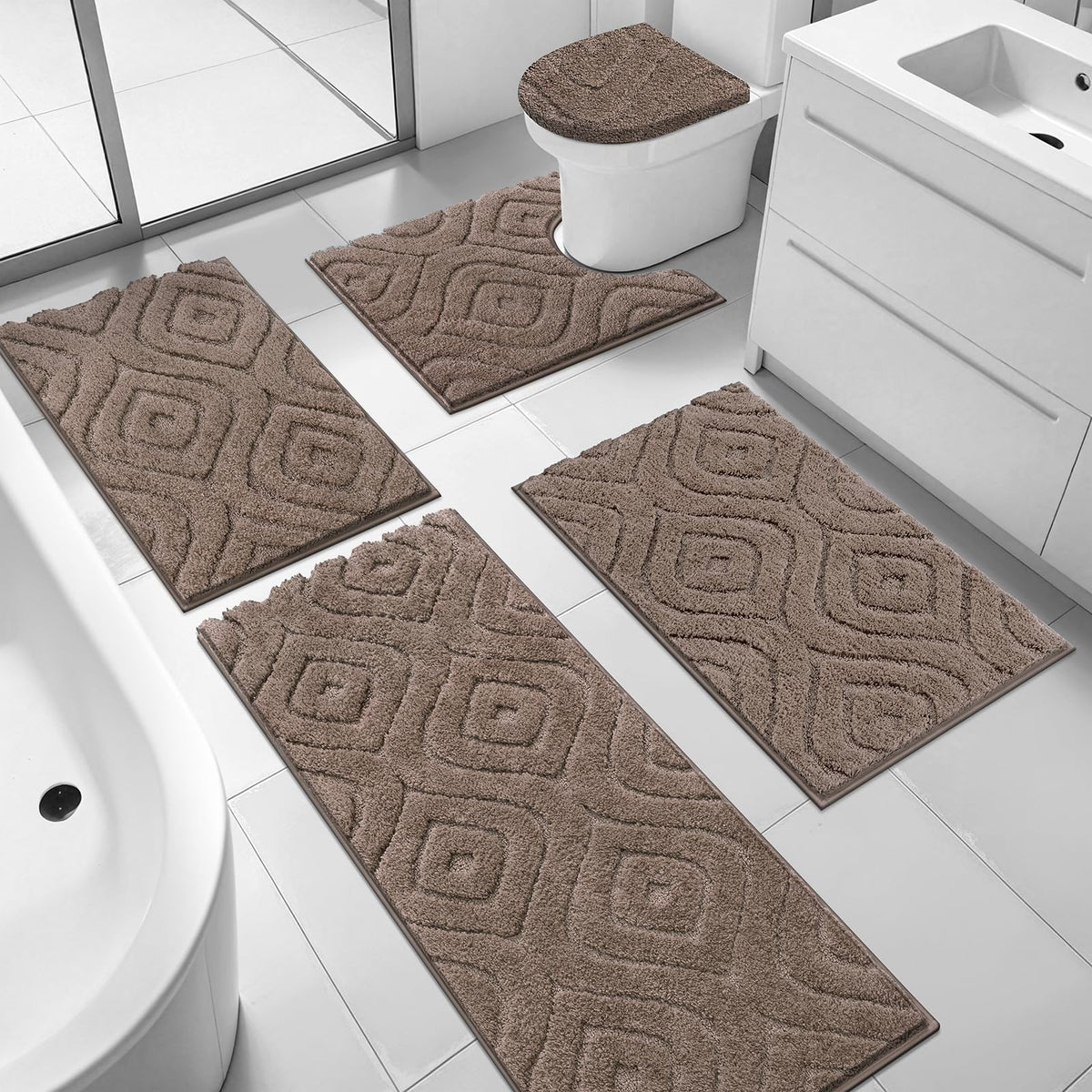 Ileading bath runner 18x26 plush microfiber for soft feet