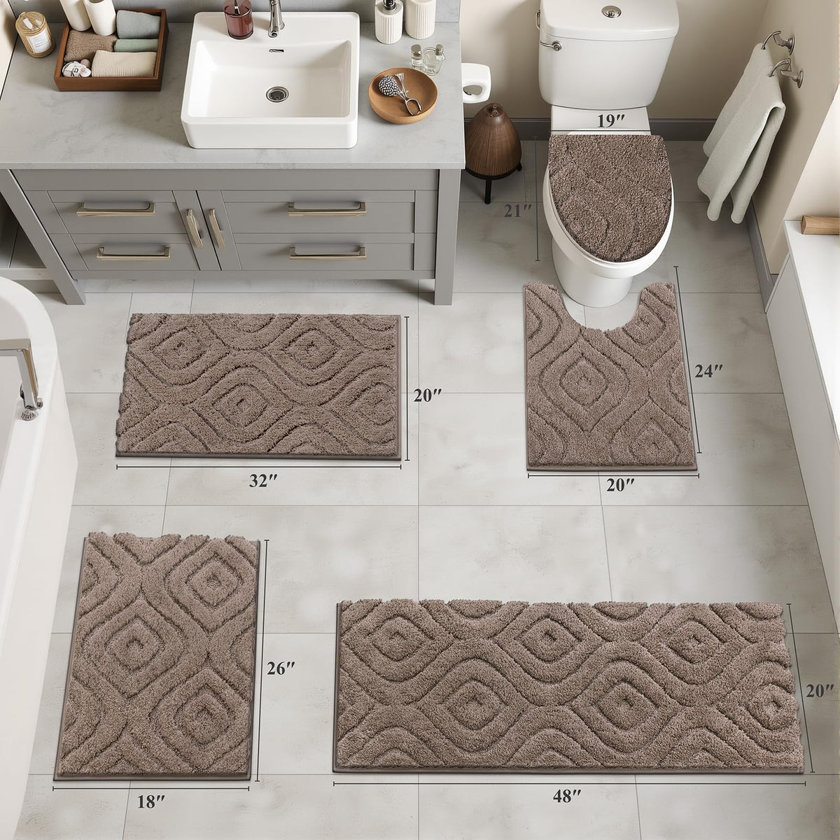 Ileading bath runner 20x32 thick pile for foot comfort