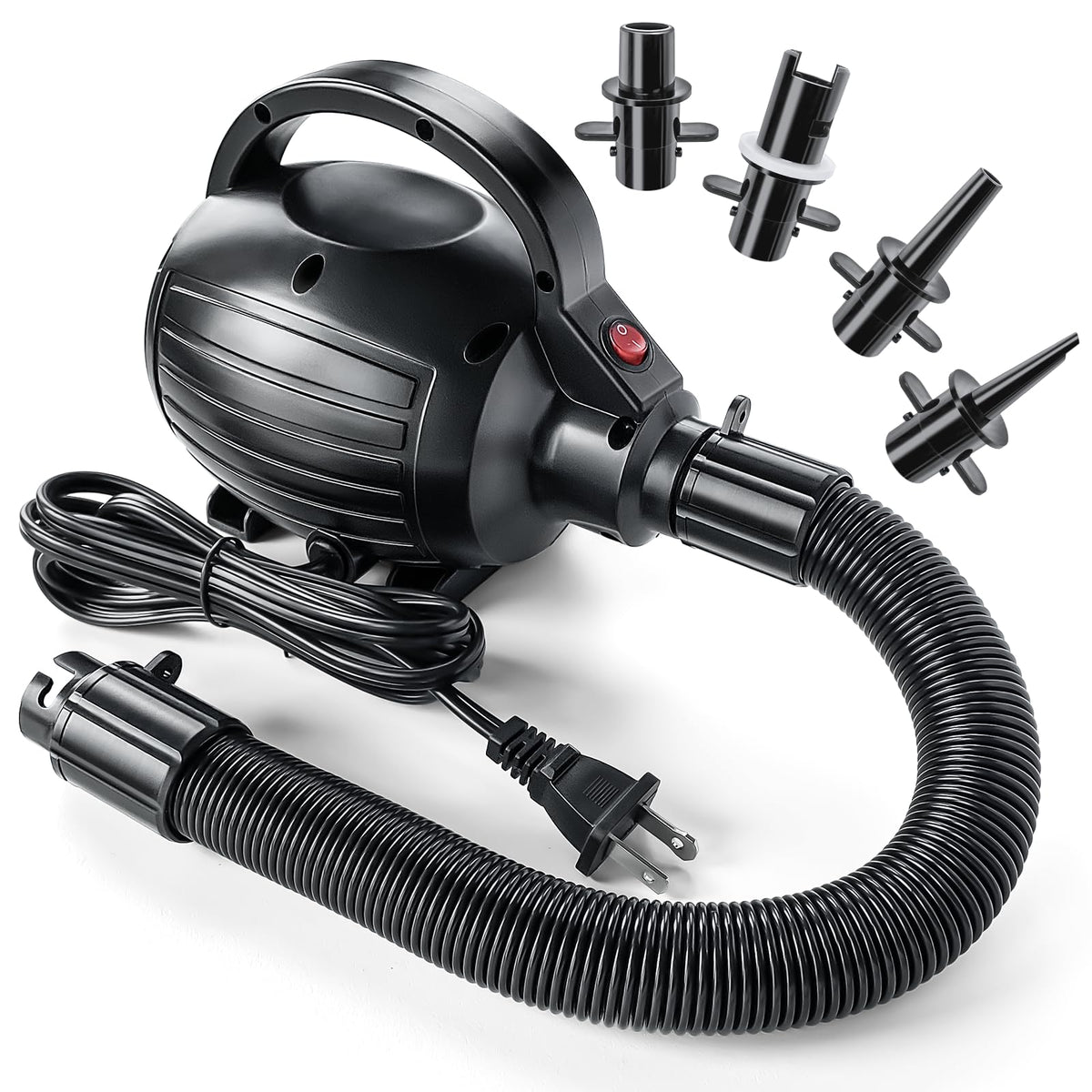 The iLink-outer electric air pump 600W front view enables quick inflations.