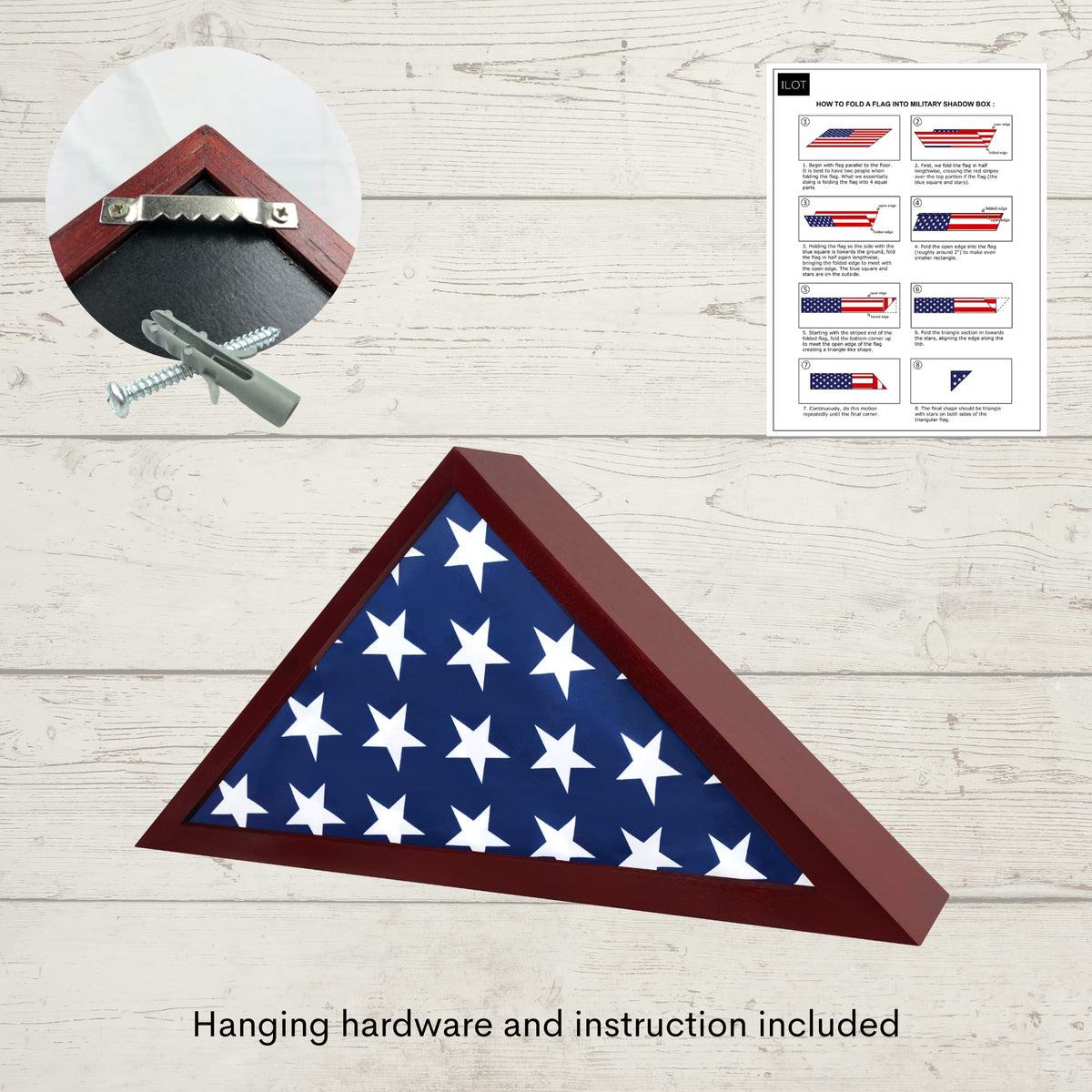 ILOT flag case with black felt background enhances flag contrast and elegance.