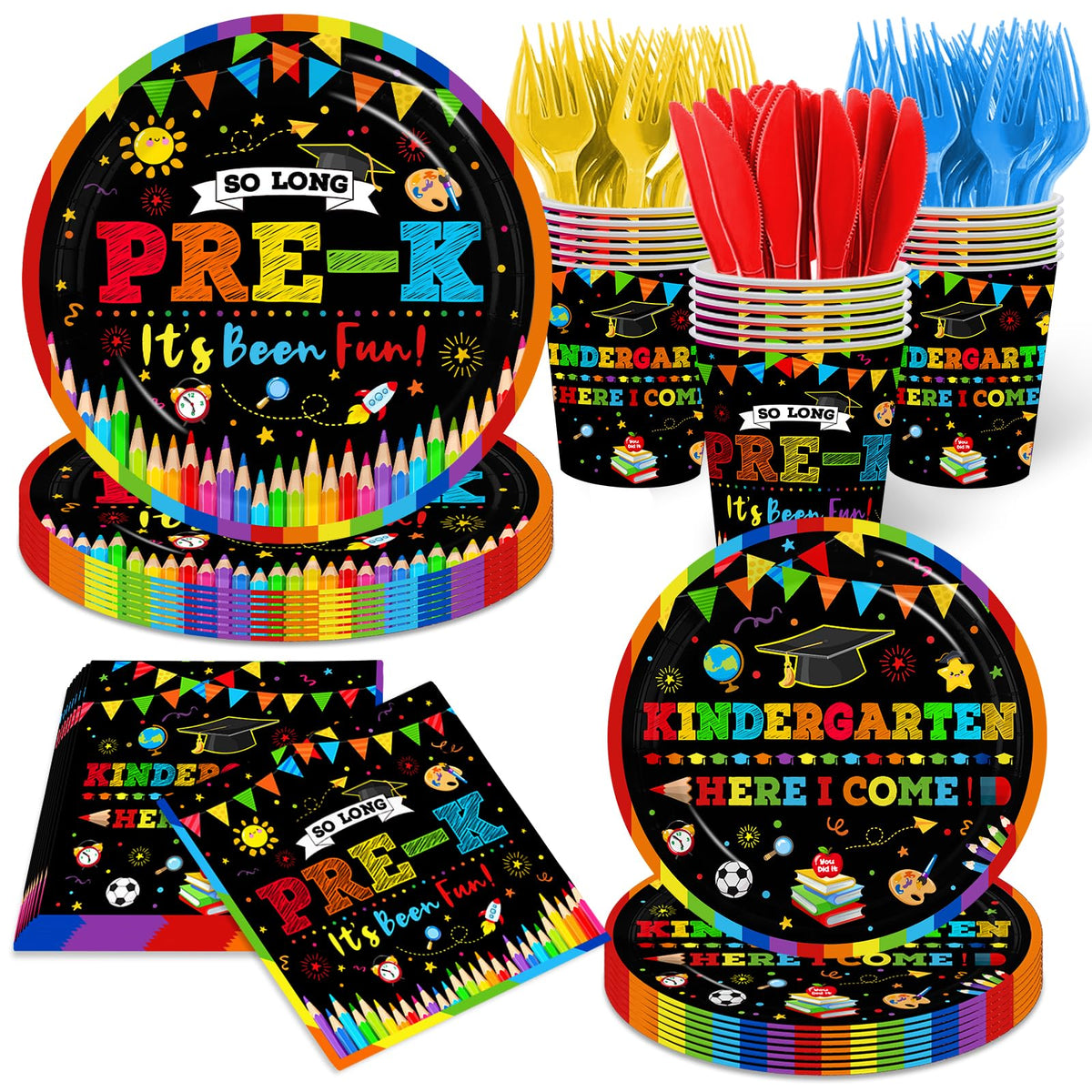 ILUIGGW pre-k graduation 9-inch plate with vibrant design, ideal for party table setting.