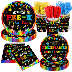 ILUIGGW pre-k graduation 9-inch plate with vibrant design, ideal for party table setting.