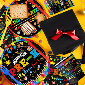 ILUIGGW multi-color tableware image, highlights a ready-to-host party kit.