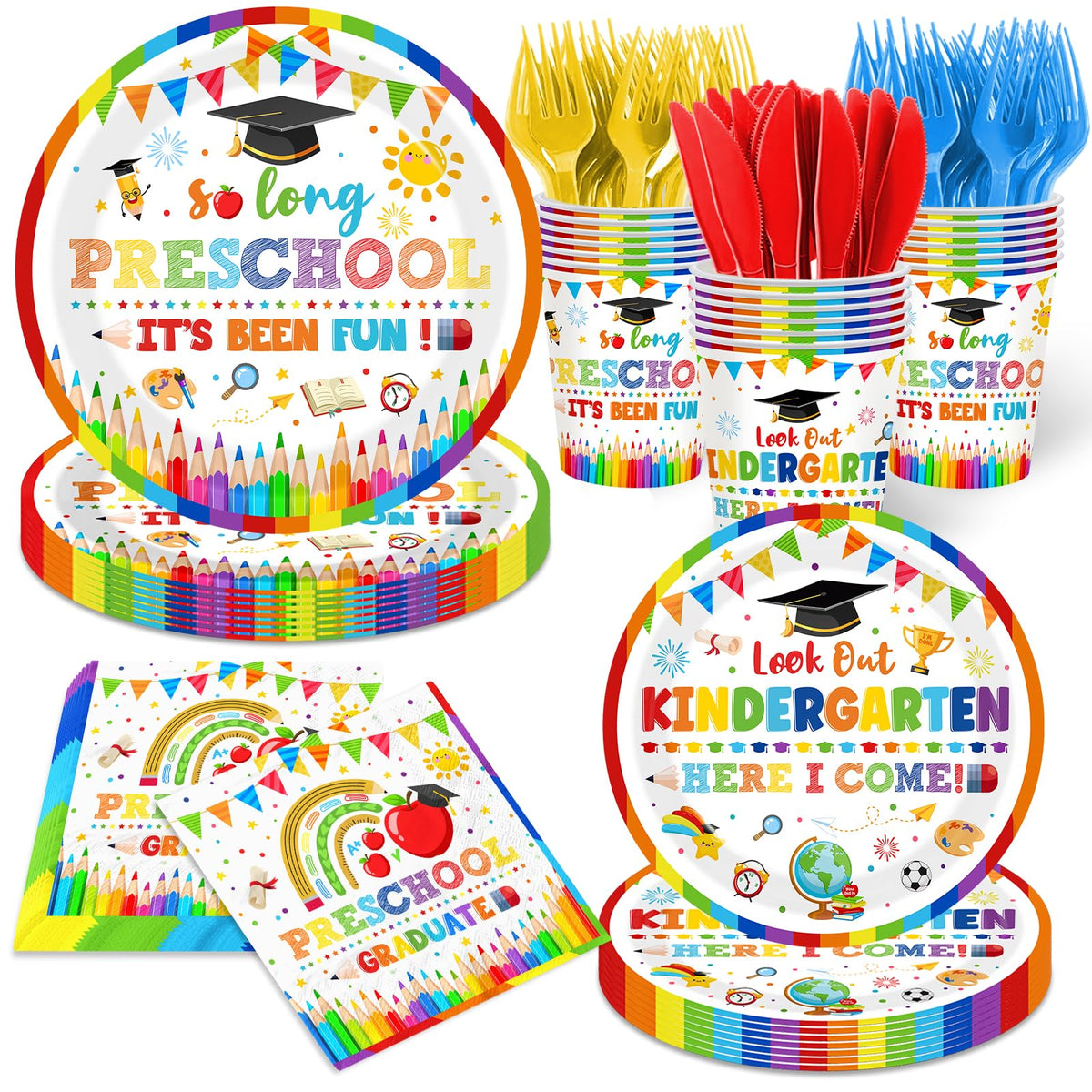 ILUIGGW So Long Preschool plates 9-inch for a festive party setup.