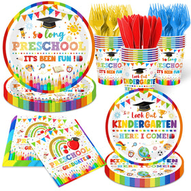 ILUIGGW So Long Preschool plates 9-inch for a festive party setup.