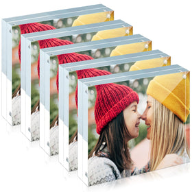 ILYXY 5-pack acrylic frame 4x4 front view for two-sided photo display