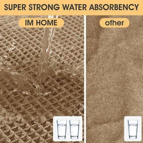 IM HOME bath mat with high-density microfiber absorbs moisture quickly after showers.